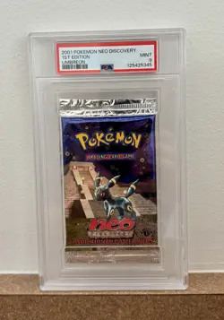 Pokemon 2001 WOTC 1st Edition Neo Discovery Umbreon Sealed Booster Pack PSA 9 MT - Image 1