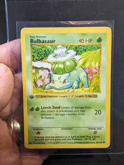 Pokemon TCG Bulbasaur 44/102 Base Set First Edition Shadowless LP Common Vintage - Image 1