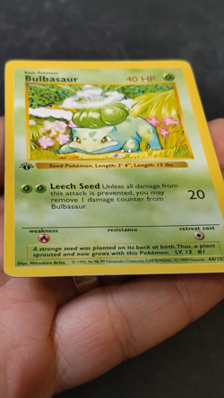 Pokemon TCG Bulbasaur 44/102 Base Set First Edition Shadowless LP Common Vintage - Image 2