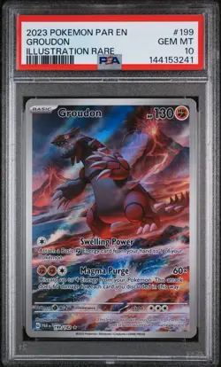 Pokemon TCG 2023 SV04 Paradox Rift Groudon IR Holo 199/182 EN PSA 10 - Image 1
