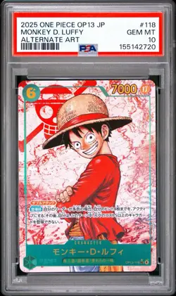 2025 ONE PIECE OP13 JP MONKEY D. LUFFY ALTERNATE ART PSA 10 - Image 1