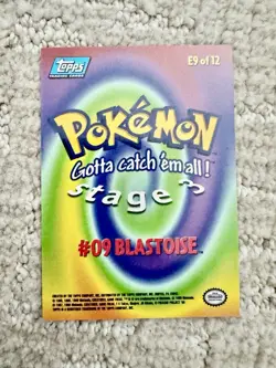 1999 Rare Blastoise #09 Stage 3 Topps E9 Of 12 Blue Label Logo Pokemon Card MINT - Image 2