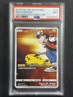 Pokemon Card PSA 9 Mint Red's Pikachu 20th Anniversary Promo Japanese 270/SM-P - Image 1