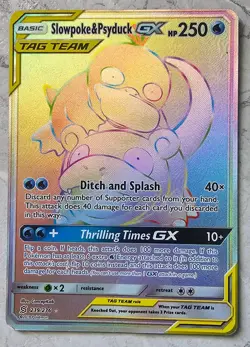 Pokemon Slowpoke & Psyduck GX 239/236 Secret Rare Rainbow LP *Read Description* - Image 1