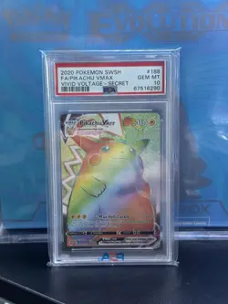 2020 Pokemon—Pikachu VMAX #188/185 Vivid Voltage—Secret Rare Rainbow Holo PSA 10 - Image 1