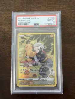 Pokemon TCG Sword & Shield Lost Origin Pikachu TG05/TG30 Holo Ultra Rare PSA 10 - Image 1