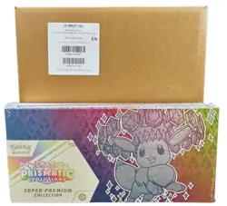 Pokemon Scarlet & Violet Prismatic Evolutions Super-Prem. Coll. 4 Box Case #BC - Image 1
