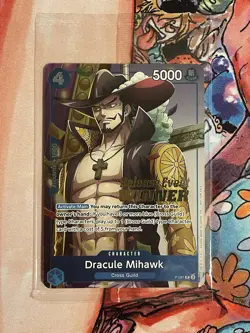 Bandai One Piece Card Game Dracule Mihawk Release Event Winner Promo Stamped - Image 1