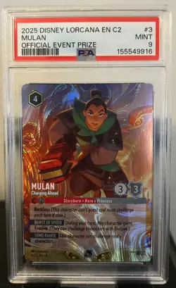 2025 DISNEY LORCANA EN C2-LORCANA CHALLENGE PROMO MULAN - CHARGING AHEAD PSA 9 - Image 1