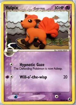 Pokemon Card - Vulpix Dragon Frontiers 70/101 2006 Common Heavily Played - Image 1