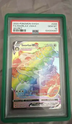 Pokemon TCG Snorlax VMAX Holo Secret Rare Card Sword & Shield 206/202 PSA 10 - Image 1
