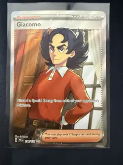Pokemon Prismatic Evolutions Giacomo Full Art Ultra Rare Foil Card 138/131 - Image 1