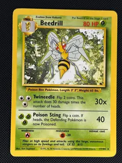 Beedrill 17/102 Rare Base Set Unlimited Pokemon Lightly Played - Image 1