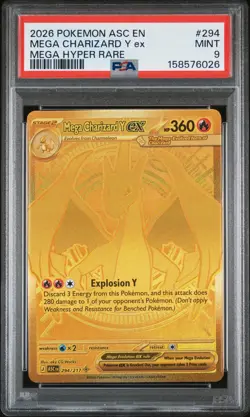 2026 POKEMON ASC EN-ASCENDED HEROES MEGA HYPER RARE MEGA CHARIZARD Y EX PSA 9 - Image 1