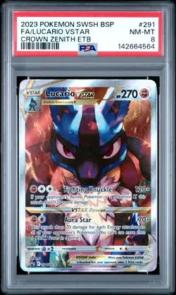 2023 POKEMON SWSH BLACK STAR PROMO #291 FULL ART/LUCARIO VSTAR PSA 8 - Image 1
