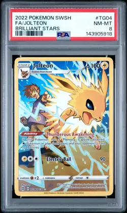 2022 POKEMON SWORD & SHIELD BRILLIANT STARS #TG04 FULL ART/JOLTEON PSA 8 - Image 1