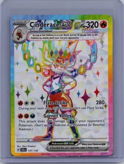 Cinderace ex 157/142 Ultra Rare Stellar Crown Pokemon Near Mint - Image 1