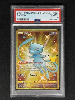 2021 POKEMON CELEBRATIONS #025 Gem Mint FULL ART FA MEW PSA 10 - Image 1