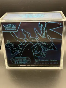 Pokemon Phantasmal Flames Pokemon Center Exclusive ETB Sealed w/Acrylic Case - Image 1