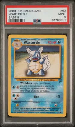 2000 Pokemon Game #63 Wartortle Base II PSA 9 Mint - Image 1