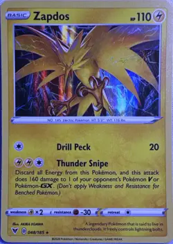 Zapdos 048/185 Holo Rare Vivid Voltage Pokemon Holo Near Mint - Image 1