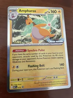 Pokemon Ampharos #75 Chaos Rising Pre-Release Staff Promo NM - Image 1