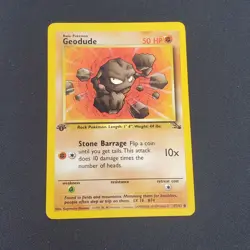Geodude 47/62 FOSSIL 1st Edition 1999 Pokemon Card - LP - Image 1