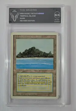 Magic The Gathering:MTG 1994 Tropical Island Revised Edition Graded TCG EXNM 6.5 - Image 1