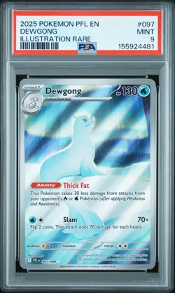 4481 Dewgong 2025 Pokemon Phantasmal Flames #097 Illustration Rare PSA 9 - Image 1