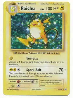 2016 POKEMON XY EVOLUTIONS HOLO RAICHU HOLO #36/108 MINT MISCUT - Image 1