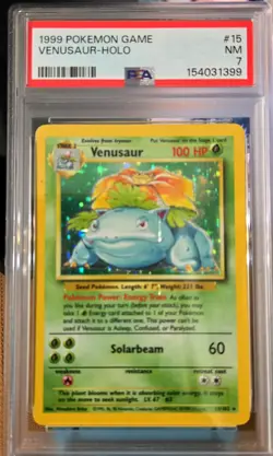POKEMON VENUSAUR HOLO BASE SET PSA 7 NM #15 RARE TCG - Image 1