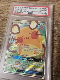 2019 POKEMON SUN & MOON UNBROKEN BONDS #195A FULL ART DEDENNE GX PSA 10 - Image 2