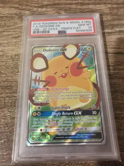 2019 POKEMON SUN & MOON UNBROKEN BONDS #195A FULL ART DEDENNE GX PSA 10 - Image 4