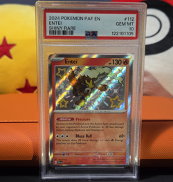Pokemon TCG Entei 112/091 SV Paldean Fates Shiny Rare Holo 130 HP PSA 10 - Image 1