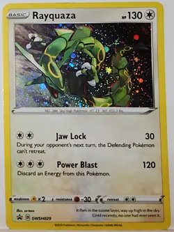 Swirl 🌀 Rayquaza SWSH029 Cosmos Holo Bleed Error Rare Pokemon TCG ✨ - Image 1