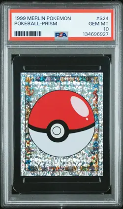1999 MERLIN POKEMON S24 POKEBALL PRISM PSA 10 - Image 1