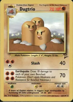 Dugtrio 23/130 Rare Base Set 2 Pokemon Near Mint - Image 1