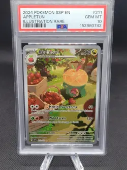 2024 POKEMON SSP EN-SURGING SPARKS ILLUSTRATION RARE #211 APPLETUN PSA 10 - Image 1