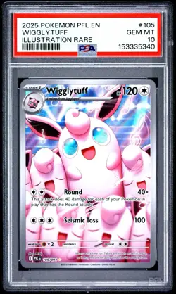 2025 POKEMON PHANTASMAL FLAMES ILLUSTRATION RARE #105 WIGGLYTUFF PSA 10 - Image 1