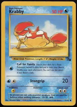 Krabby 51/62 MP Fossil Common Unlimited Pokemon - Image 1