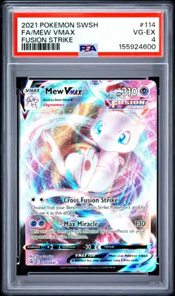 155924600 Mew VMAX 2021 Pokemon Sword & Shield Fusion Strike #114 PSA 4 - Image 1