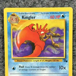 Vintage Pokemon Fossil Kingler Regular 38/62 Uncommon NM - Image 3