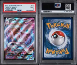 2021 Pokemon SWSH Fusion Strike Full Art Mew VMAX #114 – PSA 9 – Mint - Image 3