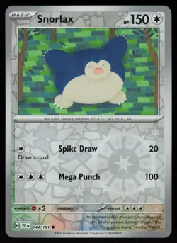 Snorlax 144/191 Common Surging Sparks Pokemon Reverse Holo Near Mint - Image 1