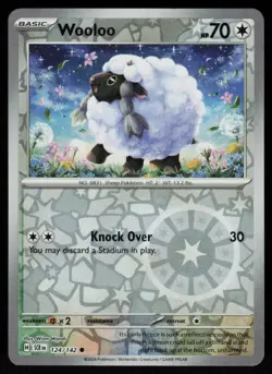 Wooloo 124/142 Common Stellar Crown Pokemon Reverse Holo Near Mint - Image 1
