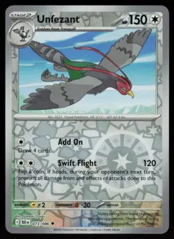Unfezant 073/086 Uncommon Black Bolt Pokemon Reverse Holo Near Mint - Image 1
