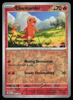 Charmander 007/091 Common Paldean Fates Pokemon Reverse Holo Near Mint - Image 1