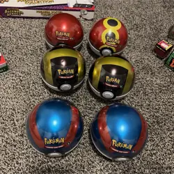 Pokemon TCG Tin Collection Lot of 6 Poke Ball, Great Ball, Ultra Ball Designs - Image 1