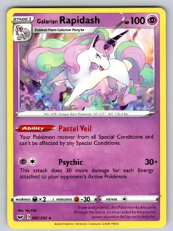 Galarian Rapidash 082/202 Rare Sword & Shield Pokemon NM - LP - Image 1