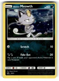 Alolan Meowth - SM43 Promo Sun & Moon Promo Holo Pokemon Lightly Played - Image 1